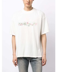 hellbeige T-Shirt mit einem Rundhalsausschnitt mit Blumenmuster von Represent
