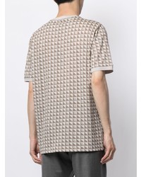 hellbeige T-Shirt mit einem Rundhalsausschnitt mit geometrischem Muster von Giorgio Armani