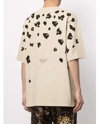 hellbeige T-Shirt mit einem Rundhalsausschnitt mit Leopardenmuster von Dolce & Gabbana