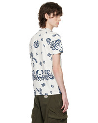 hellbeige T-Shirt mit einem Rundhalsausschnitt mit Paisley-Muster von Moncler
