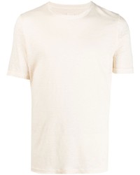 hellbeige T-Shirt mit einem Rundhalsausschnitt von 120% Lino
