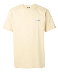 hellbeige T-Shirt mit einem Rundhalsausschnitt von A Bathing Ape