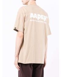 hellbeige T-Shirt mit einem Rundhalsausschnitt von AAPE BY A BATHING APE