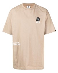 hellbeige T-Shirt mit einem Rundhalsausschnitt von AAPE BY A BATHING APE