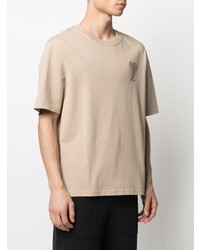 hellbeige T-Shirt mit einem Rundhalsausschnitt von Ami Paris