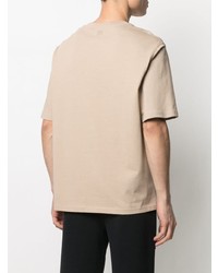 hellbeige T-Shirt mit einem Rundhalsausschnitt von Ami Paris