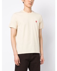 hellbeige T-Shirt mit einem Rundhalsausschnitt von Ami Paris