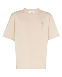 hellbeige T-Shirt mit einem Rundhalsausschnitt von Ami Paris