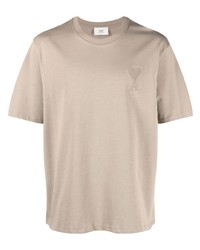 hellbeige T-Shirt mit einem Rundhalsausschnitt von Ami Paris