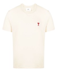 hellbeige T-Shirt mit einem Rundhalsausschnitt von Ami Paris