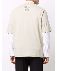 hellbeige T-Shirt mit einem Rundhalsausschnitt von Off-White