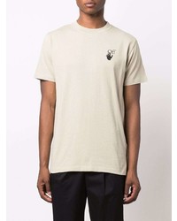 hellbeige T-Shirt mit einem Rundhalsausschnitt von Off-White