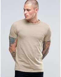 hellbeige T-Shirt mit einem Rundhalsausschnitt von Asos