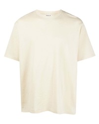 hellbeige T-Shirt mit einem Rundhalsausschnitt von Auralee