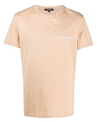 hellbeige T-Shirt mit einem Rundhalsausschnitt von Balmain