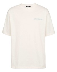hellbeige T-Shirt mit einem Rundhalsausschnitt von Balmain