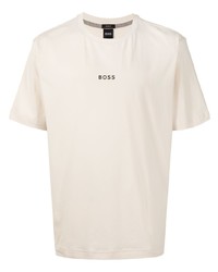 hellbeige T-Shirt mit einem Rundhalsausschnitt von BOSS