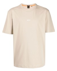 hellbeige T-Shirt mit einem Rundhalsausschnitt von BOSS