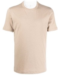 hellbeige T-Shirt mit einem Rundhalsausschnitt von Brunello Cucinelli