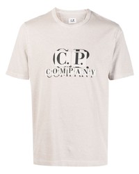 hellbeige T-Shirt mit einem Rundhalsausschnitt von C.P. Company