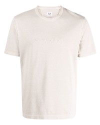 hellbeige T-Shirt mit einem Rundhalsausschnitt von C.P. Company