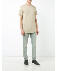 hellbeige T-Shirt mit einem Rundhalsausschnitt von John Elliott