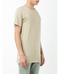 hellbeige T-Shirt mit einem Rundhalsausschnitt von John Elliott