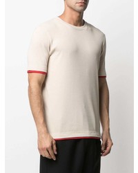 hellbeige T-Shirt mit einem Rundhalsausschnitt von Jil Sander