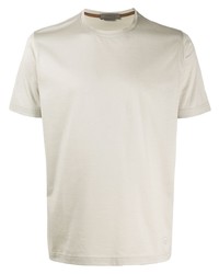 hellbeige T-Shirt mit einem Rundhalsausschnitt von Corneliani