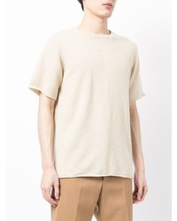 hellbeige T-Shirt mit einem Rundhalsausschnitt von Extreme Cashmere