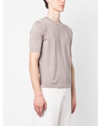 hellbeige T-Shirt mit einem Rundhalsausschnitt von Dell'oglio