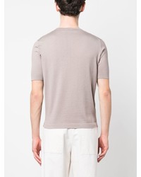 hellbeige T-Shirt mit einem Rundhalsausschnitt von Dell'oglio