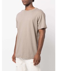 hellbeige T-Shirt mit einem Rundhalsausschnitt von John Elliott