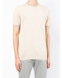 hellbeige T-Shirt mit einem Rundhalsausschnitt von Kiton