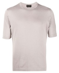 hellbeige T-Shirt mit einem Rundhalsausschnitt von Dell'oglio