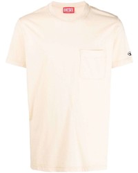 hellbeige T-Shirt mit einem Rundhalsausschnitt von Diesel