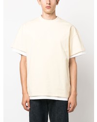 hellbeige T-Shirt mit einem Rundhalsausschnitt von Jil Sander