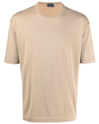 hellbeige T-Shirt mit einem Rundhalsausschnitt von Drumohr