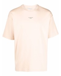 hellbeige T-Shirt mit einem Rundhalsausschnitt von Drôle De Monsieur