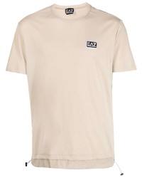 hellbeige T-Shirt mit einem Rundhalsausschnitt von Ea7 Emporio Armani