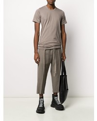 hellbeige T-Shirt mit einem Rundhalsausschnitt von Rick Owens