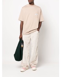 hellbeige T-Shirt mit einem Rundhalsausschnitt von MSGM