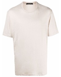hellbeige T-Shirt mit einem Rundhalsausschnitt von Ermenegildo Zegna