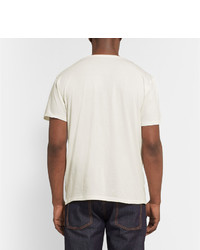 hellbeige T-Shirt mit einem Rundhalsausschnitt von Nudie Jeans