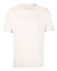 hellbeige T-Shirt mit einem Rundhalsausschnitt von Fedeli