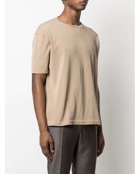 hellbeige T-Shirt mit einem Rundhalsausschnitt von Drumohr