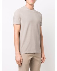 hellbeige T-Shirt mit einem Rundhalsausschnitt von Zanone