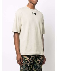 hellbeige T-Shirt mit einem Rundhalsausschnitt von Off-White