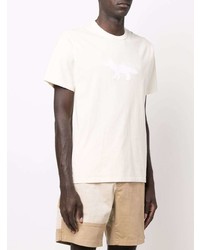 hellbeige T-Shirt mit einem Rundhalsausschnitt von MAISON KITSUNÉ