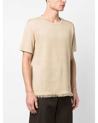 hellbeige T-Shirt mit einem Rundhalsausschnitt von Alanui